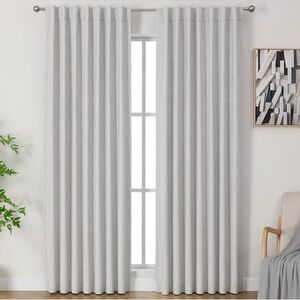 Airwill Set of 2 Panel Linen Grey Blackout Darkening Curtains Thermal Size84x52